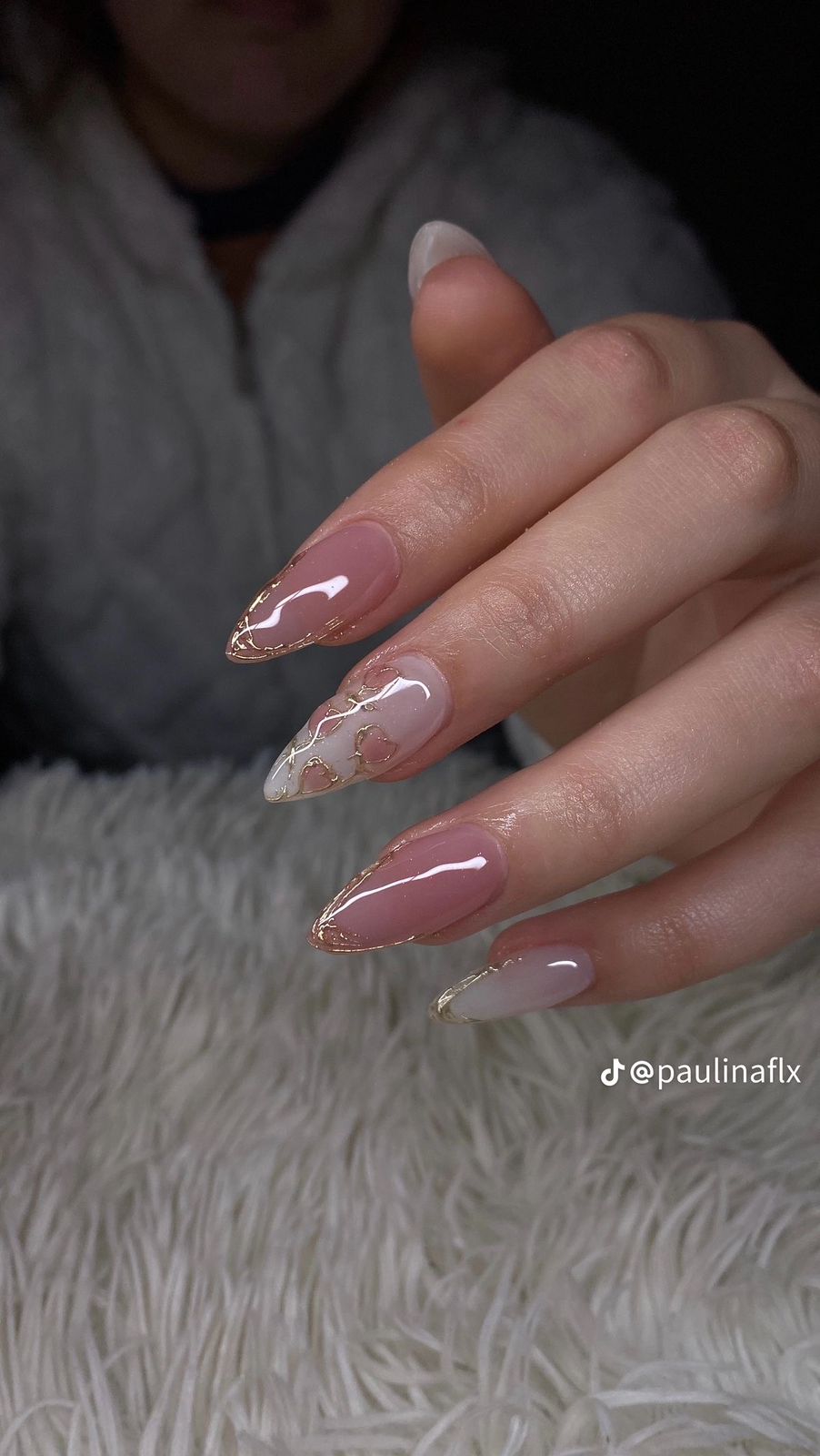 Aurora Veil – Pink & Gold Foil Press-On Nail Set